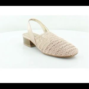 Karen Scott Women Size 10M Beige Slip On Slingback 1.25" Heel Woven Carolton